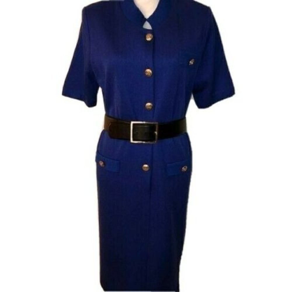 Collectibles Seattle Dress Womens Blue Knit Short Sleeve Flat Collar Acrylic - Picture 1 of 10